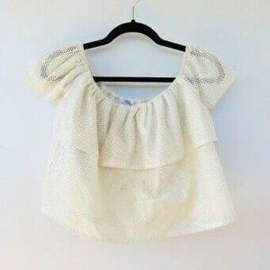 Lucy Paris white faux leather crop top